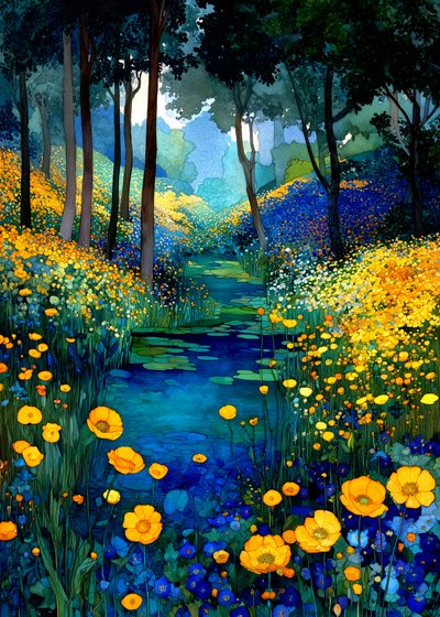 Forest Stream in Bloom by Justyna Jaszke