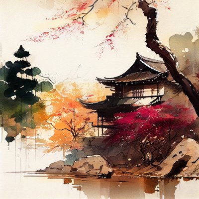 Japanese Autumn Temple by Justyna Jaszke