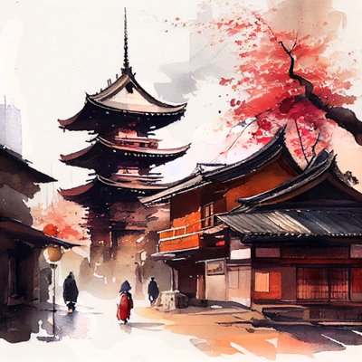 Serene Japanese Temple Street by Justyna Jaszke