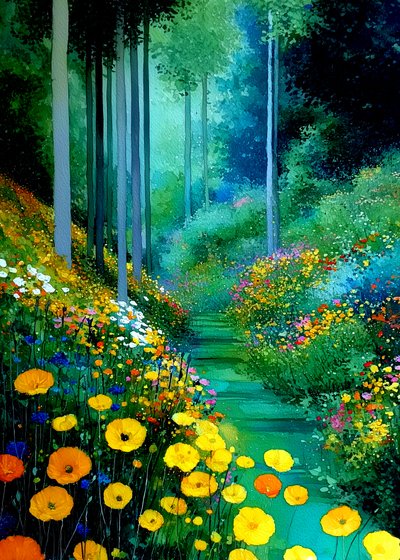 Sunlit Flower Path by Justyna Jaszke