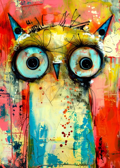 Vibrant Abstract Owl by Justyna Jaszke