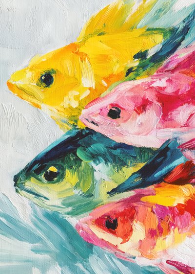 Vibrant Swimming Fish by Justyna Jaszke