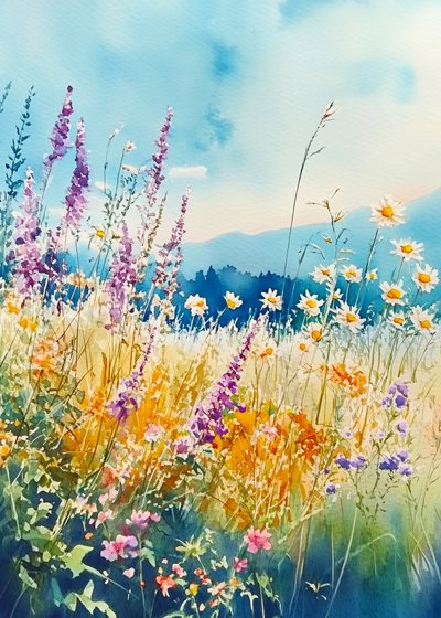 Vibrant Wildflower Meadow by Justyna Jaszke