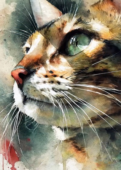 Watercolor Tabby Cat by Justyna Jaszke