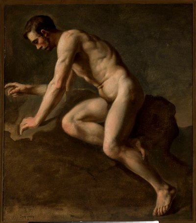 Male nude study by Józef Simmler