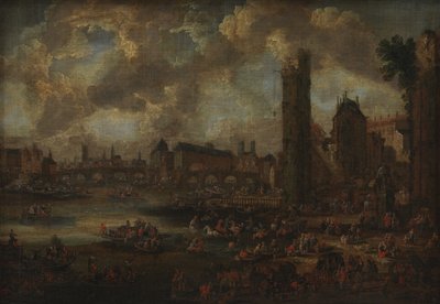 View of Paris by the Seine with Many Figures by KMS 761 Ubekendt