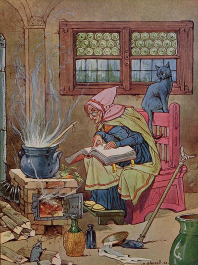 Witch, illustration from a book of tales, c.1910-20 by K. Savely Dezso
