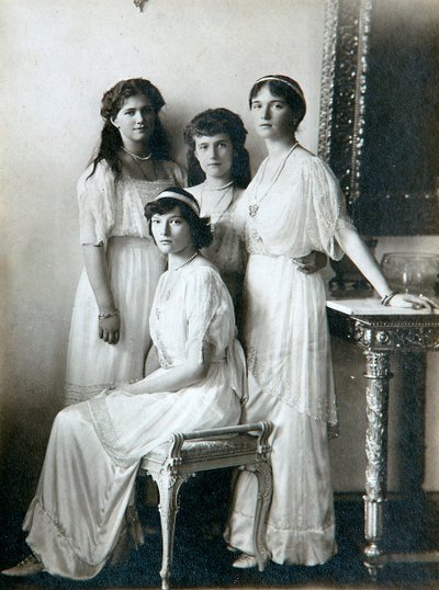 The Four Daughters of Tsar Nicholas II of Russia, 1910s by K. von Hahn