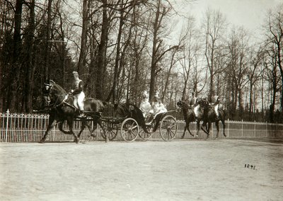 Tsar Nicholas II and Tsarina Alexandra Fyodorovna of Russia in a Carriage by K. von Hahn