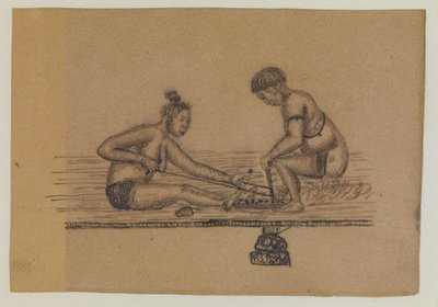 Illustration for an Inuit Legend (Two Naked Persons Making Fire) by Kaarale Andreassen
