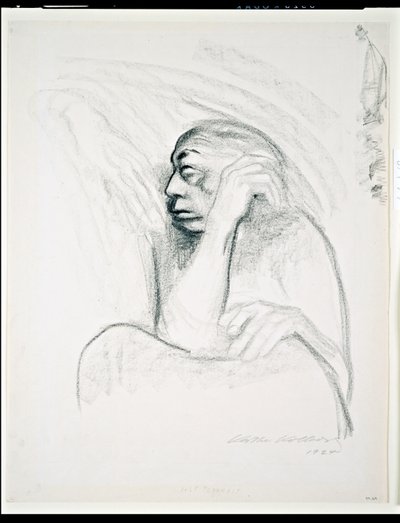 Self Portrait with Hand of Death by Käthe Kollwitz