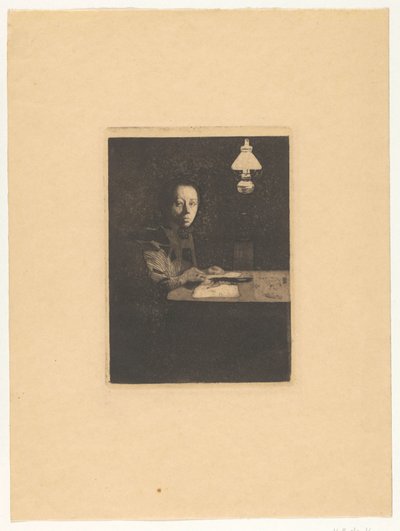Self-Portrait at the Table by Käthe Kollwitz