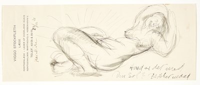 Nude reclining girl with hands under neck by Kai Nielsen