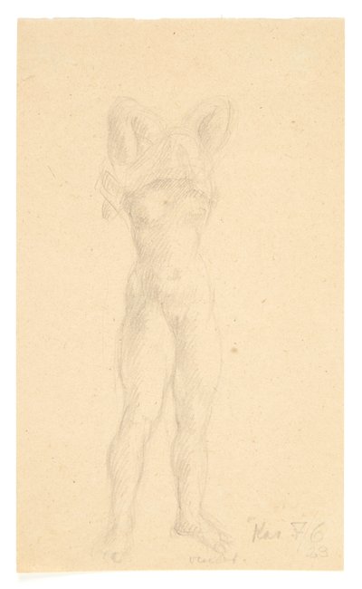 Standing Girl Pulling Chemise Over Her Head by Kai Nielsen