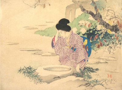 Woman in a garden, late 19th-early 20th century by Kajita Hanko