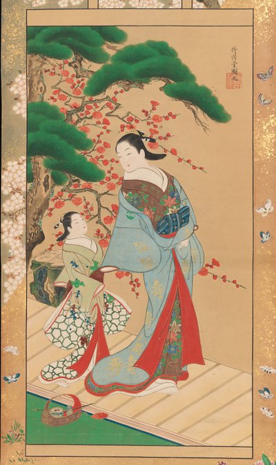 Courtesan and Attendant in Early Spring by Kakondo