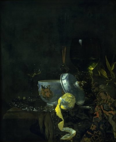 Still Life with a Chinese Porcelain Bowl by Kalf