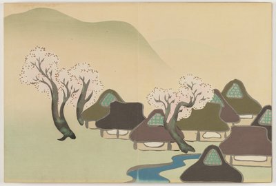 Flowers of a Hundred Worlds: Farming Village in Spring by Kamisaka Sekka