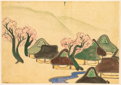 Flowers of a Hundred Worlds: Farming Village in Spring by Kamisaka Sekka