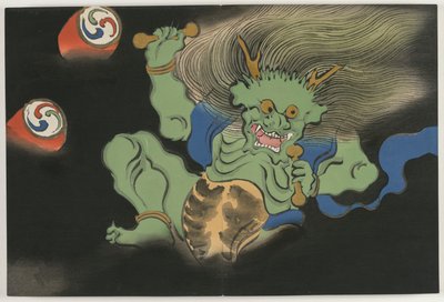 Flowers of a Hundred Worlds (Momoyogusa): God of Thunder by Kamisaka Sekka