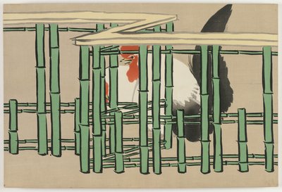 Flowers of a Hundred Worlds (Momoyogusa): Rooster by Kamisaka Sekka