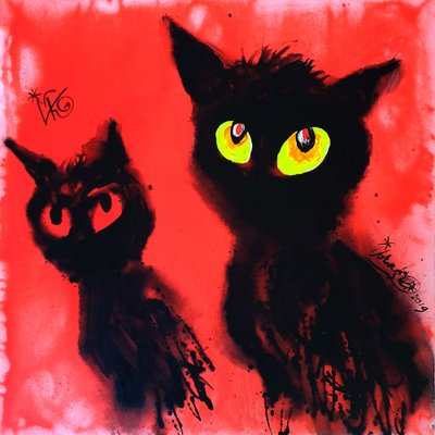 Black Cats Glowing Eyes by Kanat Ibragimov
