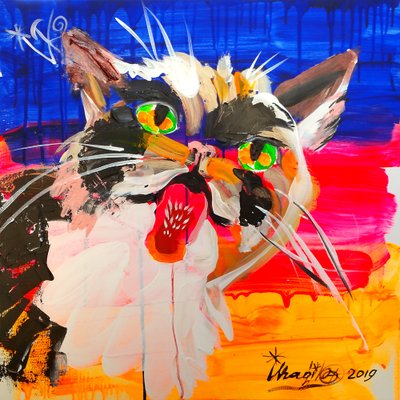 Colorful Abstract Cat by Kanat Ibragimov