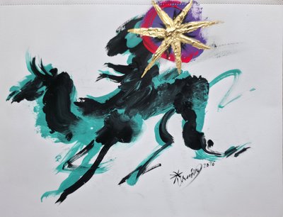 Energetic Golden Horse by Kanat Ibragimov