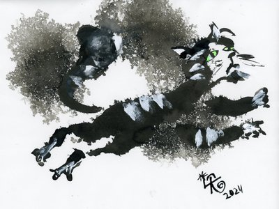 Leaping Ink Cat by Kanat Ibragimov