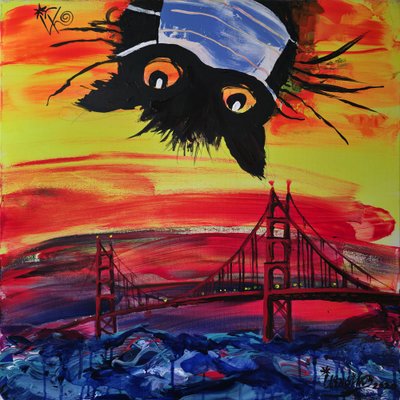 Masked Cat San Francisco Sunset by Kanat Ibragimov