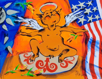 Patriotic Angel Cat by Kanat Ibragimov