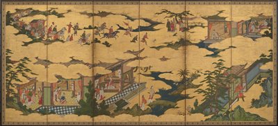 Scenes from the Life of the Ming Huang Emperor and Yang Guifei (one of a pair with F1901.21) by Kano Mitsunobu