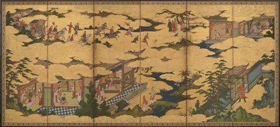 Scenes from the Life of the Ming Huang Emperor and Yang Guifei, Momoyama Period, Late 16th-Early 17th Century by Kano Mitsunobu