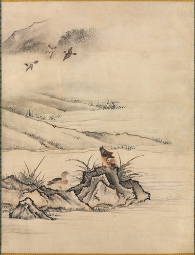 Flowers and Birds in a Spring Landscape by Kano Motonobu