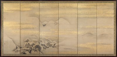 Summer and Winter Landscapes one of a pair by Kano Naonobu