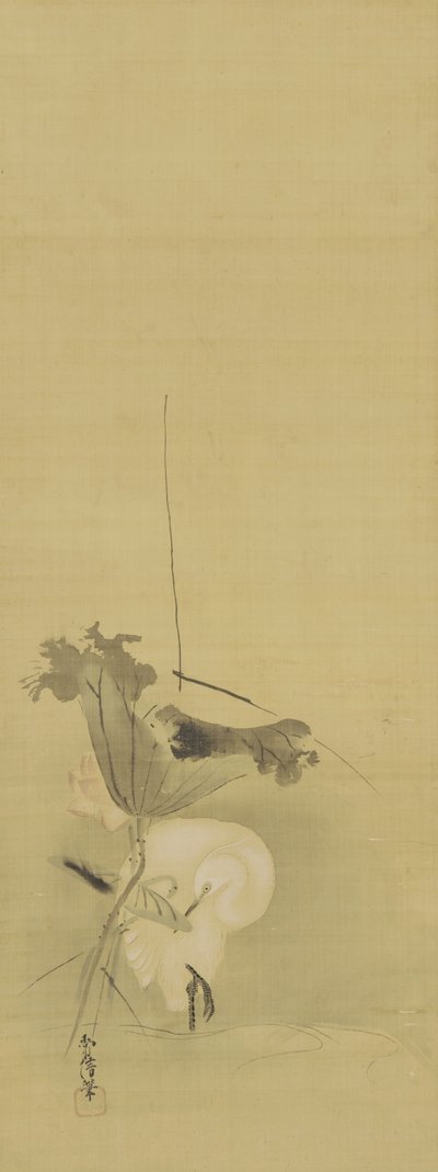 Heron and Lotus by Kano Tsunenobu