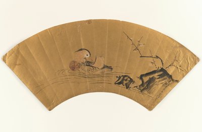 Mandarin duck and blossoming plum by Kano Yukinobu