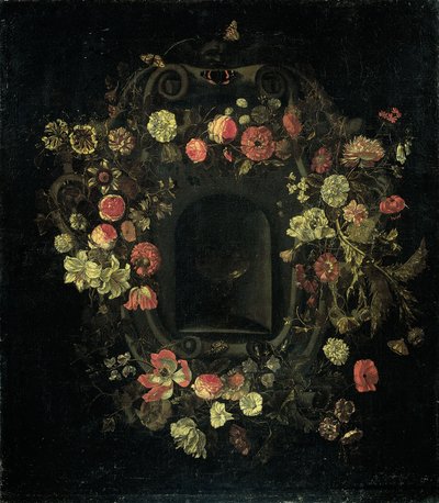Wreath of Flowers Encircling a Niche by Karel Batist