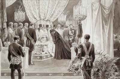 Burial of Emperor Alexander III in the Sts Peter and Paul Cathedral in St Petersburg, 1894 by Karel Brozh