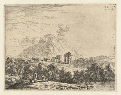 Landscape with Ruin and Two Men with a Dog by Karel Du Jardin