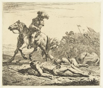 Battlefield with Soldier on Horseback and Two Dead by Karel Du Jardin