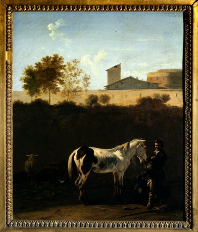 Landscape of Italy with Patres and Horse by Karel Dujardin