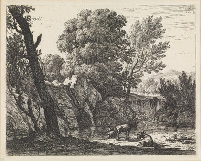 Landscape with Man and Two Donkeys by Karel Dujardin