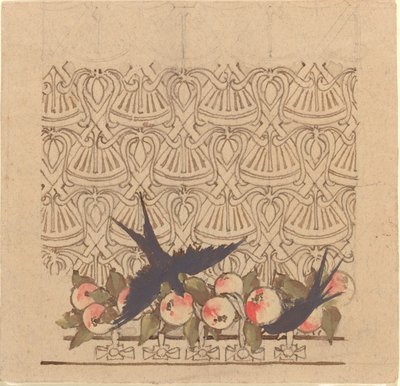 Ornamental Design with Two Birds Pecking at Fruit by Karel Vitezslav Masek
