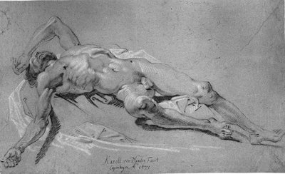 Lying Male Model by Karel van III Mander