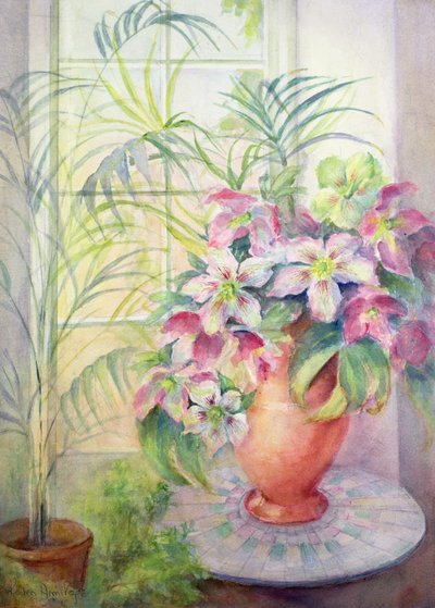 Hellebores on an Italian Table by Karen Armitage