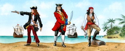 Anne Bonny, John Calico Jack Rackam and Mary Read, 18th Century Pirates by Karen Humpage