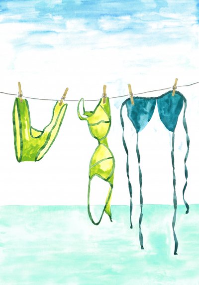 Summer Swimsuits Drying by Karen Menzenbach