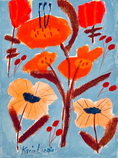 Vibrant Floral Abstract by Karin Lauria