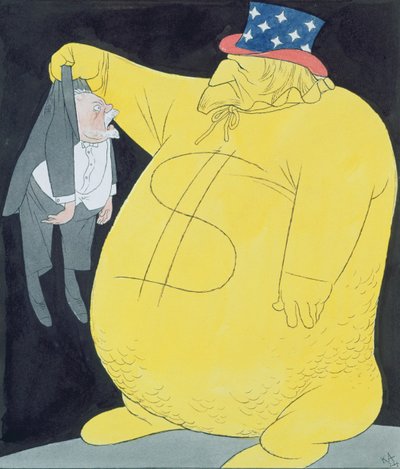 Uncle Sam as a Sack of Dollars with Poincare by Karl Arnold